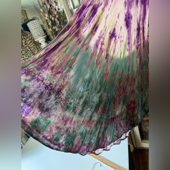 Advance Apparels purple & green tie dye boho festival dress OS - Picture 7 of 13